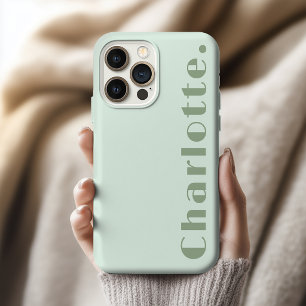 Wedding Modern Sage Green Bridesmaid Custom Name iPhone 15 Pro Case