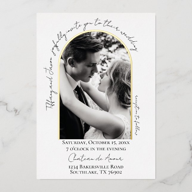 Wedding Modern Script Arch Trim Photo Real (Front)