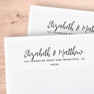 Wedding Modern Simple Black & White Return Address