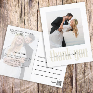 Wedding Modern Simple Trendy Minimalist Thank You Postcard