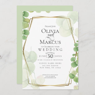 WEDDING Modern Springtime Eucalyptus Invitation