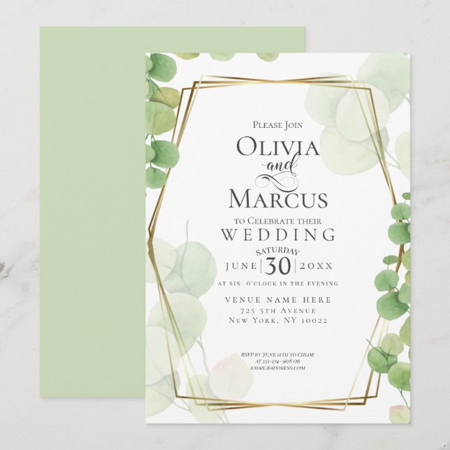 WEDDING | Modern Springtime Eucalyptus Invitation (Front/Back)