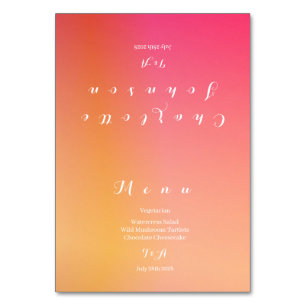 Wedding Modern Sunset Ombre Name Menu Table Number