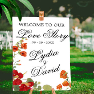 Wedding Modern Welcome Elegant Floral Orange Poster