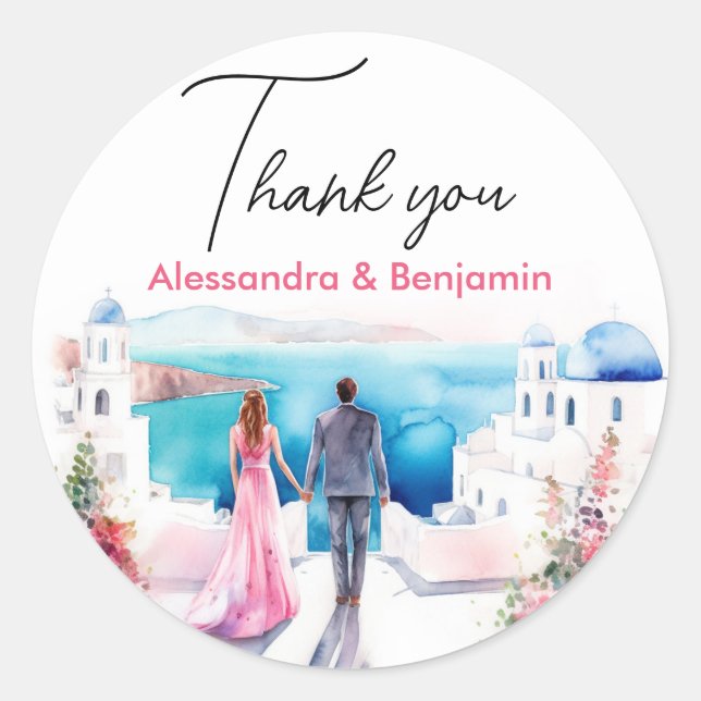 Wedding Moments Watercolor for Gifts Classic Round Sticker (Front)