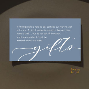 Wedding Monetary Gift Registry, Classy Dusty Blue Enclosure Card