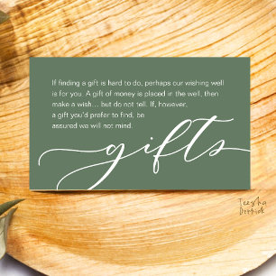 Wedding Monetary Gift Registry, Classy Sage Green Enclosure Card