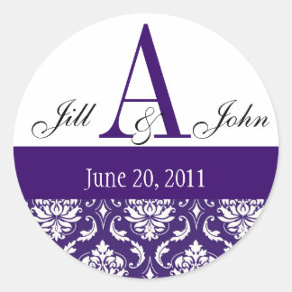 Wedding Monogram A Names Date Paisley Purple Seal