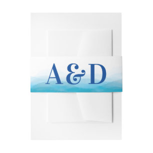 Wedding Monogram Belly Band for Ocean Waves Suite Invitation Belly Band