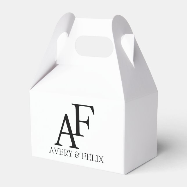 Wedding Monogram Black and White Elegant Guest Favour Box (Front Side)