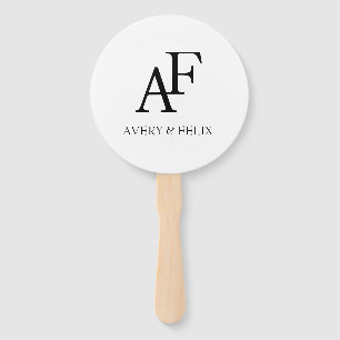 Wedding Monogram Black and White Elegant Guest Hand Fan