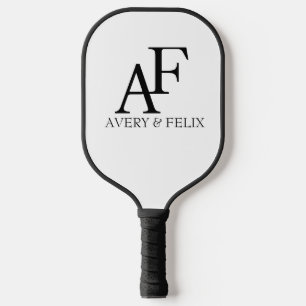 Wedding Monogram Black and White Elegant Guest Pickleball Paddle