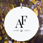 Wedding Monogram Black and White Elegant Simple Wind Chime<br><div class="desc">A simple wedding monogram design with classic traditional typography in black on white in an elegant style. The text can be easily be customised with your names for the perfectly personalised design!</div>