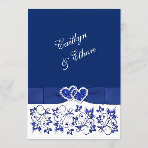 Wedding Monogram Blue and White Floral Invitation