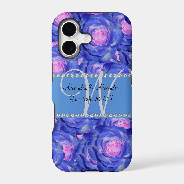 Wedding monogram blue roses (Back)