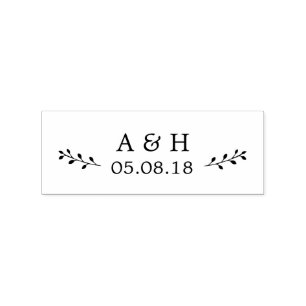 Wedding Monogram Botanical Rubber Stamp