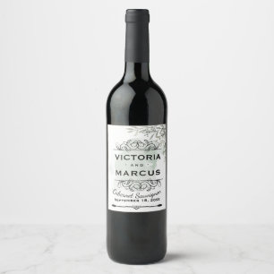 Wedding Monogram Bottle Favour Wine Label Set