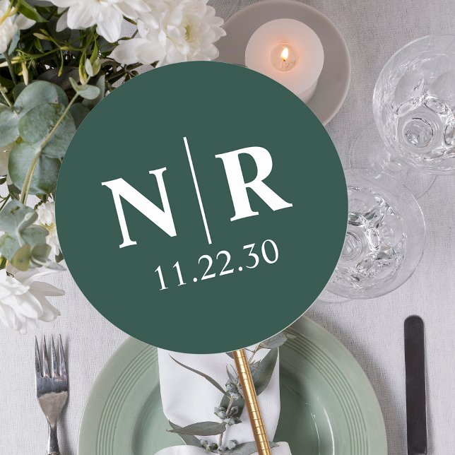 Wedding Monogram Bride And Groom Initials Classic Round Sticker (Creator Uploaded)