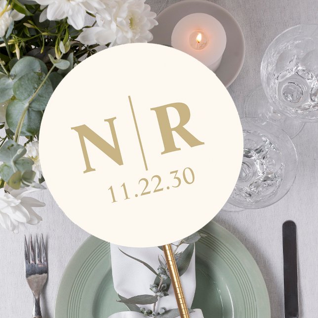 Wedding Monogram Bride And Groom Initials Classic Round Sticker (Creator Uploaded)