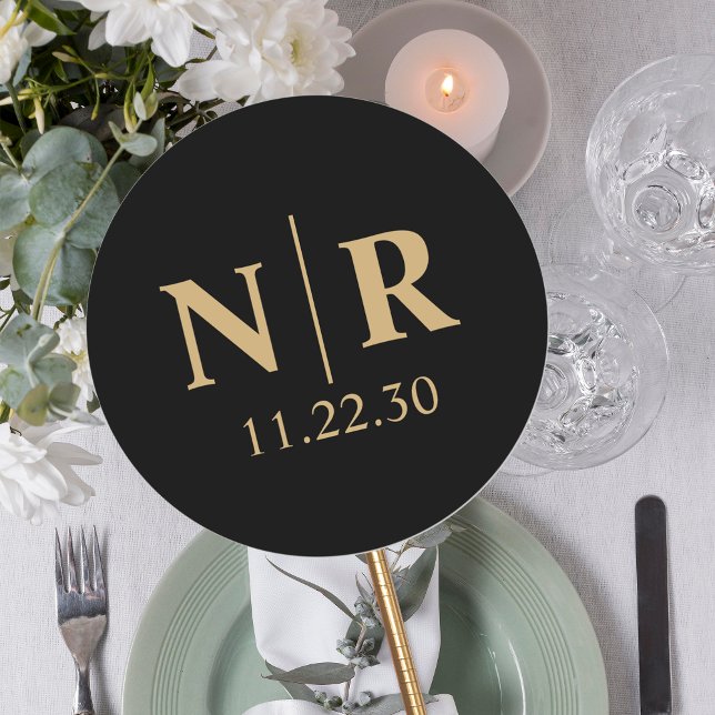 Wedding Monogram Bride And Groom Initials Classic Round Sticker (Creator Uploaded)