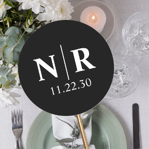 Wedding Monogram Bride And Groom Initials Classic Round Sticker