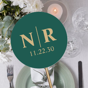 Wedding Monogram Bride And Groom Initials Classic Round Sticker