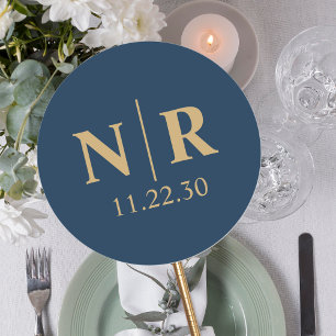 Wedding Monogram Bride And Groom Initials Classic Round Sticker