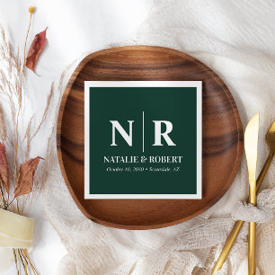 Wedding Monogram Bride And Groom Initials Elegant Napkin