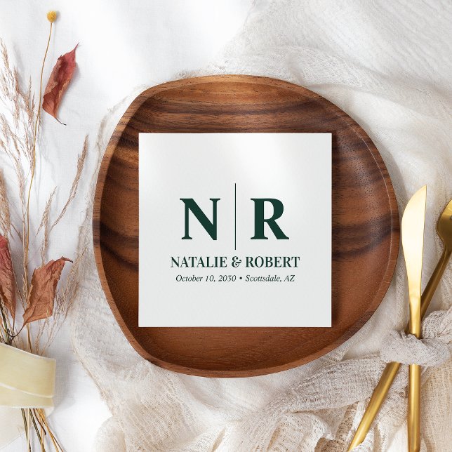 Wedding Monogram Bride And Groom Initials Elegant Napkin (Creator Uploaded)