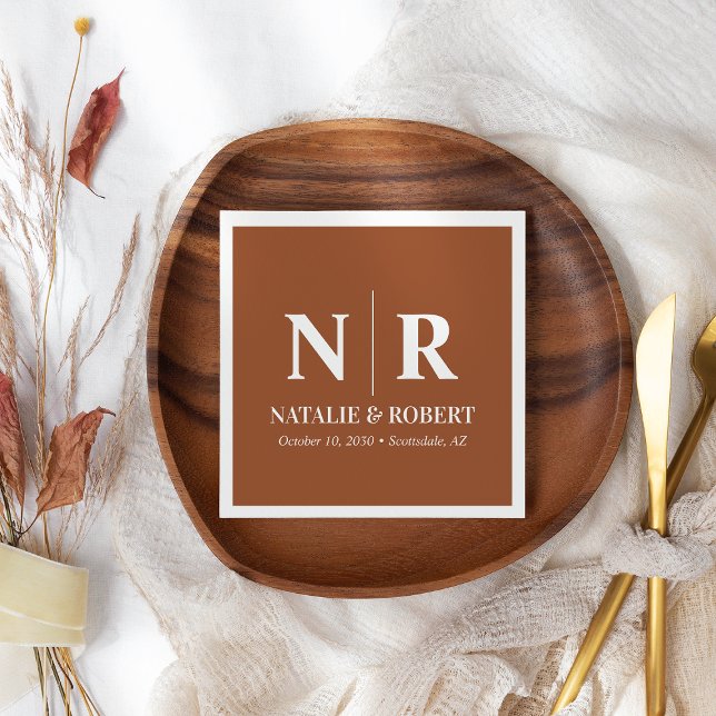 Wedding Monogram Bride And Groom Initials Elegant Napkin (Creator Uploaded)