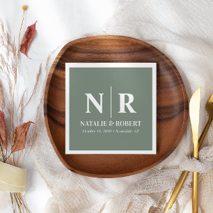 Wedding Monogram Bride And Groom Initials Elegant Napkin