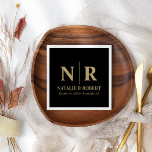 Wedding Monogram Bride And Groom Initials Elegant Napkin