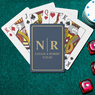 Wedding Monogram Bride And Groom Initials Playing Cards