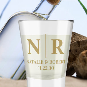 Wedding Monogram Bride And Groom Initials Shot Glass