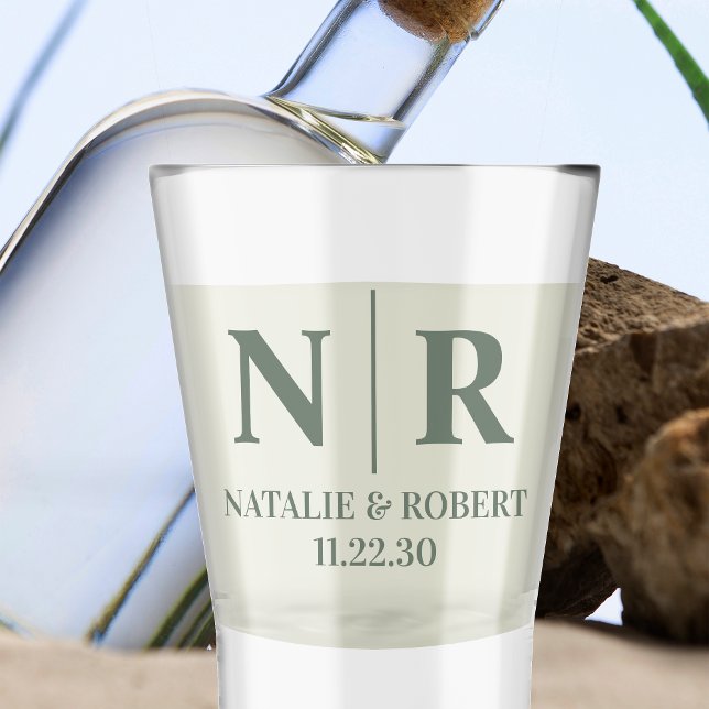 Wedding Monogram Bride And Groom Initials Shot Glass (Creator Uploaded)