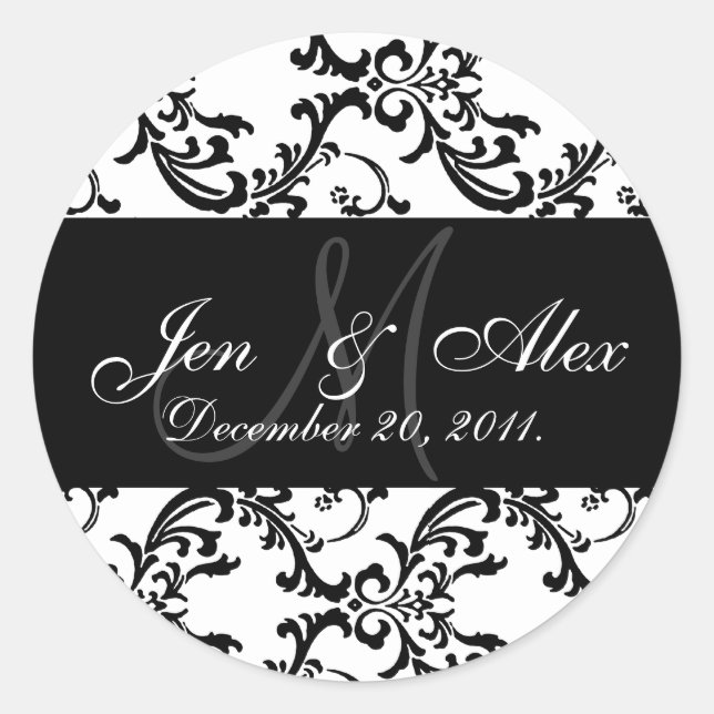 Wedding Monogram Bride Groom Date Paisley Seals (Front)