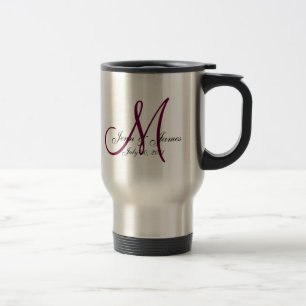 Wedding Monogram Bride Groom Date Wine Travel Mug