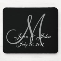 Wedding Monogram Bride Groom Names Date  Mouse Pad