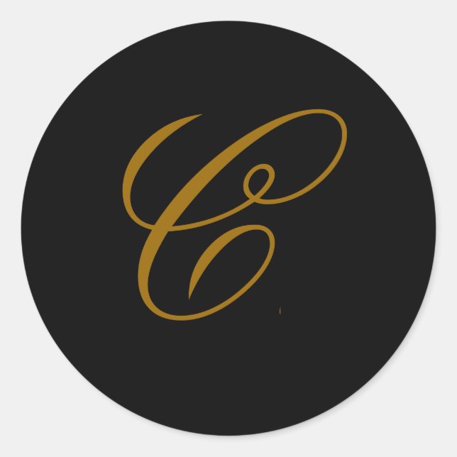 Wedding Monogram C Gold & Black Seal Sticker (Front)