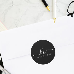 Wedding Monogram Calligraphy Script Custom Favour Classic Round Sticker