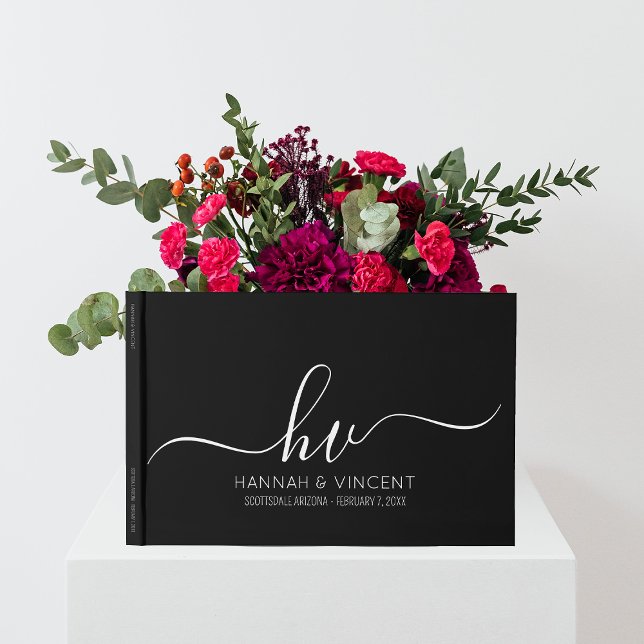 Wedding Monogram Calligraphy Script Minimal Chic Guest Book (Creator Uploaded)