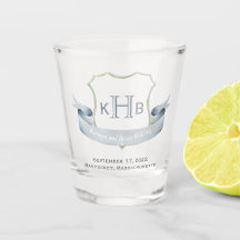 Wedding Monogram Crest Logo Glass