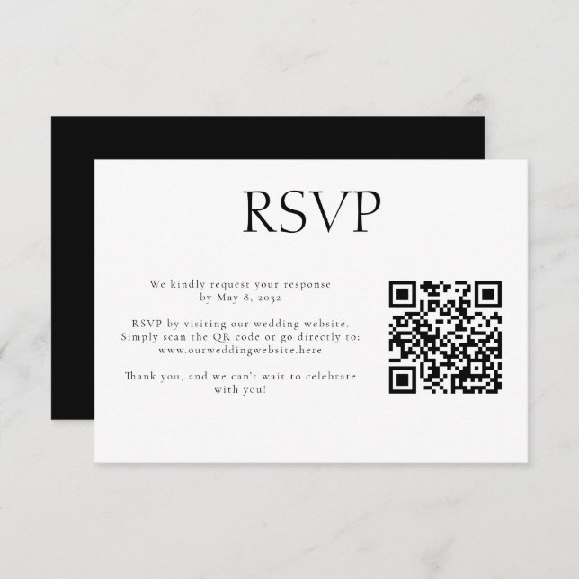 Wedding Monogram Custom QR Code Wedding Website RSVP Card (Front/Back)