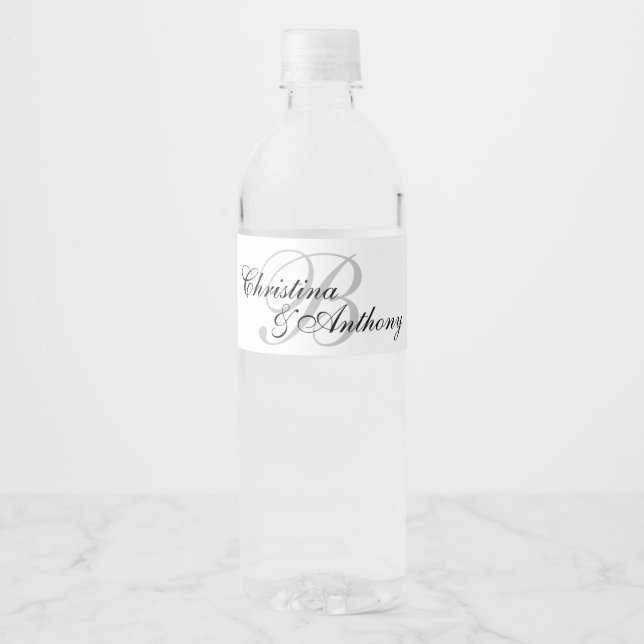 Wedding Monogram Custom Water Bottle Label (Front)