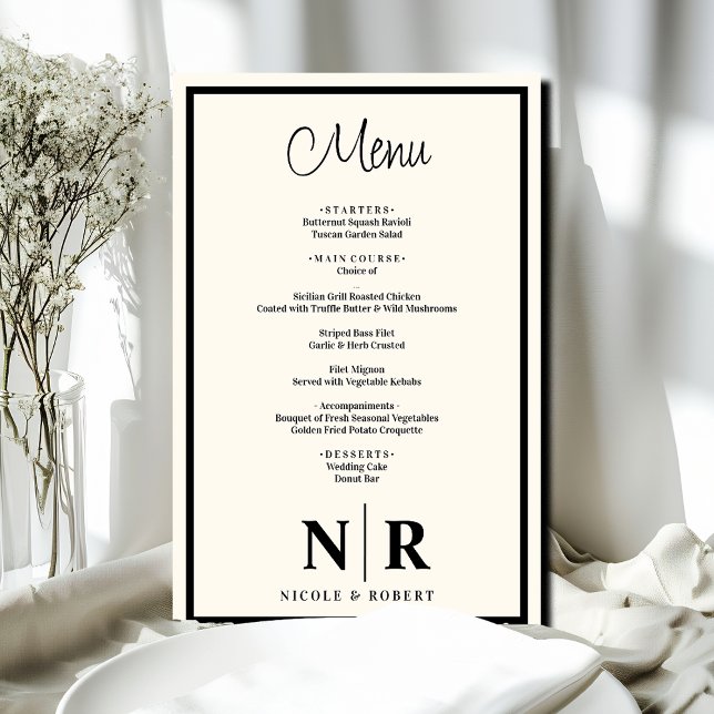 Wedding Monogram Customised Rehearsal Dinner Menu (Creator Uploaded)