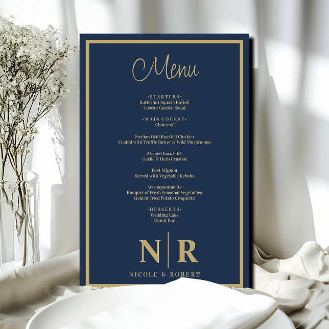 Wedding Monogram Customised Rehearsal Dinner Menu (Creator Uploaded)