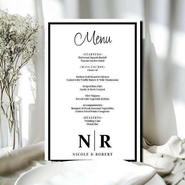 Wedding Monogram Customised Rehearsal Dinner Menu (Creator Uploaded)