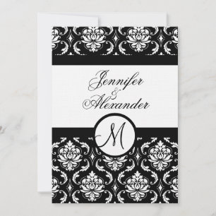 Wedding Monogram Damask Invitation Linen Paper