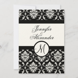 Wedding Monogram Damask Invitation Speckled Paper