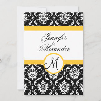 Wedding Monogram Damask YellowInvitation Front Invitation